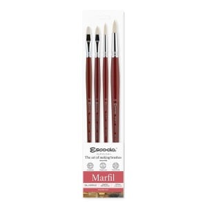 Escoda Marfil Set 4szt Oil&Acrylic - komplet pędzli do farb olejnych i akrylowych