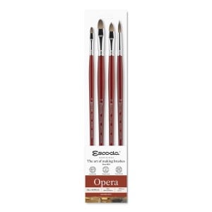 Escoda Opera Set 4szt Oil&Acrylic - komplet pędzli do farb olejnych i akrylowych