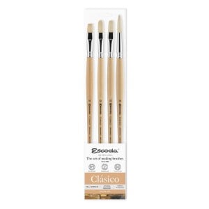 Escoda Clasico Set 4szt Oil&Acrylic - komplet pędzli do farb olejnych i akrylowych