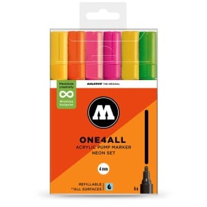 Molotow ONE4ALL 227HS Neon Set - komplet 6 markerów akrylowych