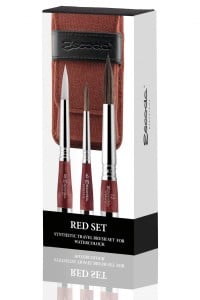 Escoda Red Synthetic Travel Brush Set