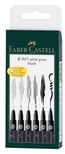 Pitt Artist Pen Black 6 szt - komplet cienkopisów
