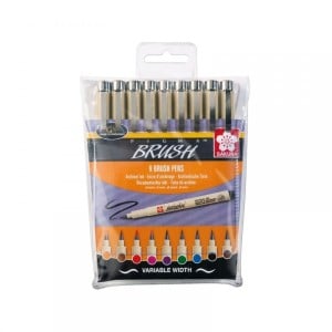 Pigma Brush Set 9 kol - zestaw pisaków pędzelkowych