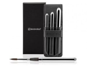 Escoda VERSATIL Travel 3 brush set Leather Case - komplet pędzli