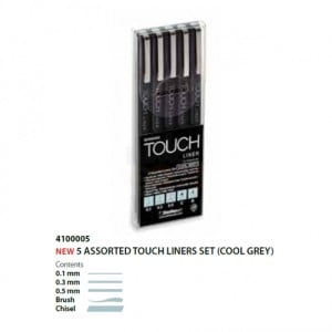 Touch Liner Cool Grey - komplet 5 cienkopisów