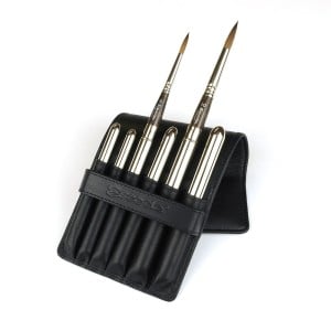 Escoda Optimo Travel 6 brush set Leather Case - komplet pędzli