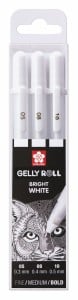 Pisaki żelowe Gelly Roll Białe 0.5, 0.8, 1 mm - komplet
