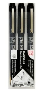 ZIG Cartoonist MANGAKA Set Black 3 szt - zestaw cienkopisów