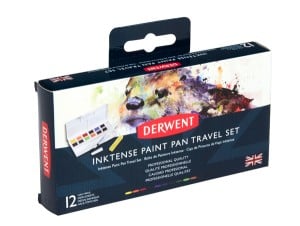 Derwent INKTENSE Paint Pans Travel Set - 12 półkostek tuszu Inktense