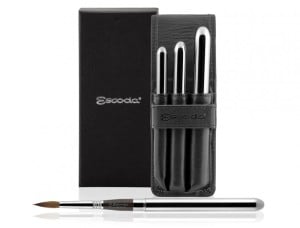 Escoda Optimo Travel 3 brush set Leather Case - komplet pędzli