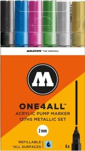 Molotow ONE4ALL 127HS Metallic Set - komplet 6 markerów akrylowych