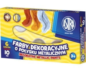 Farby dekoracyjne o metalicznym połysku 6x10ml - komplet farb plakatowych