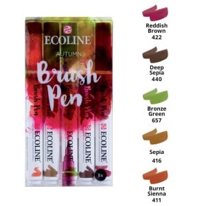 Ecoline Brushpen AUTUMN Set - zestaw 5 pisaków akwarelowych