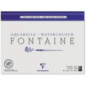 Clairefontaine "Fontaine" 300g 25ark SEMI GLAZED 100% bawełna - blok akwarelowy