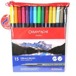 Caran d'Ache Fibralo Brush 15 kolorów - komplet flamastrów akwarelowych