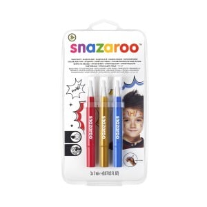 Snazaroo Brush Pen PRZYGODA - zestaw farb do malowania twarzy w pisakach 3 szt