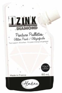 IZINK Diamond Farba brokatowa Biała 80 ml