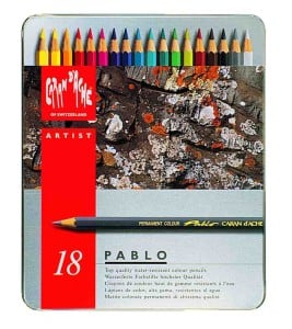 Caran d'Ache Pablo Artist Pencil 18 kolorów - komplet kredek w metalowym pudełku