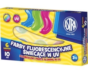 Farby dekoracyjne fluorescencyjne UV 6x10ml - komplet farb plakatowych