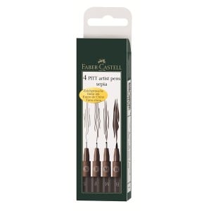 Pitt Artist Pen Sepia Set 4 szt - komplet cienkopisów