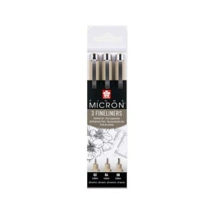 Pigma Micron Black Set 3 - zestaw 3 cienkopisów