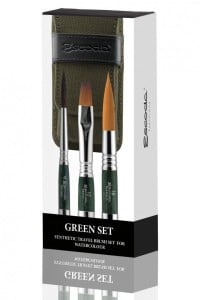 Escoda Green Synthetic Travel Brush Set