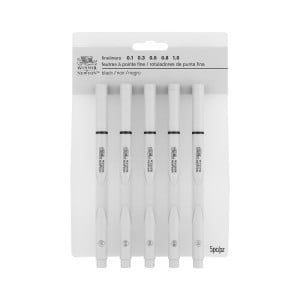 W&N Black Fineliner Set 5 szt - komplet cienkopisów kreślarskich