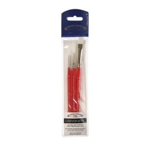 W&N Uniwersity Brush Set Short Handle 4 szt - komplet pędzli