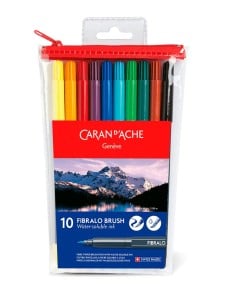 Caran d'Ache Fibralo Brush 10 kolorów - komplet flamastrów akwarelowych
