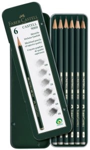 Komplet ołówków Castell 9000 - 6 twardości 8B - HB