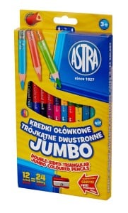 Kredki rysunkowe trójkątne-dwustronne 24 kolory / 12 sztuk