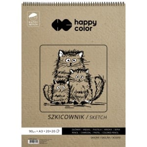 Happy Color Szkicownik na spirali 30ark białych 90g + 30 Eco 80g